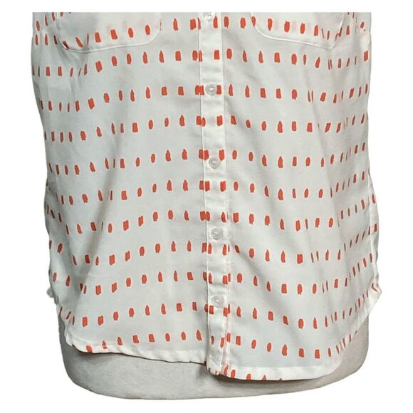 Talbots Nantucket Women's Cream & Orange Dotted Sleeveless Button-Down Blouse SM - Picture 13 of 13